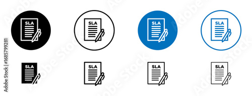 SLA icons set in black and blue colors on white background