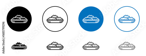 Risotto icons set in black and blue colors on white background