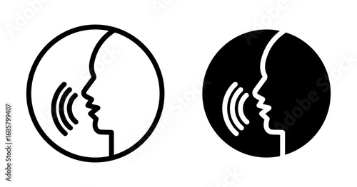 Pronunciation icons set in black and blue colors on white background