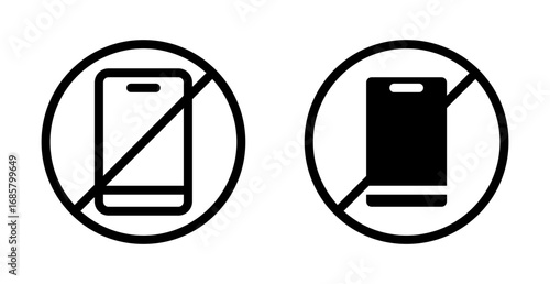 No phone icons set in black and blue colors on white background