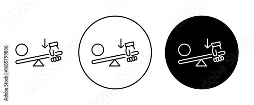 Leverage icons set in black and blue colors on white background