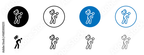 Heavy burden icons set in black and blue colors on white background