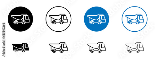 Haul icons set in black and blue colors on white background