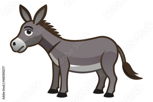 Cute cartoon donkey standing playfully in a colorful environment with vibrant details