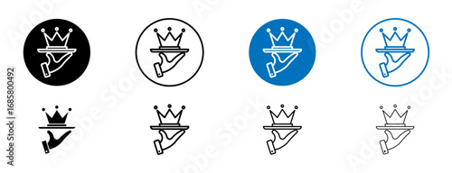Exclusive service icons set in black and blue colors on white background