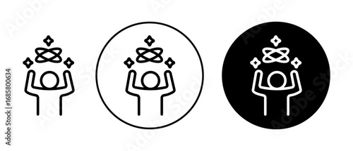 Dizziness icons set in black and blue colors on white background