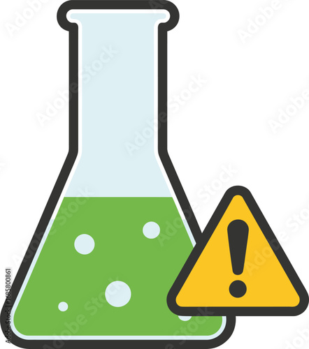 Laboratory Flask with Warning Sign