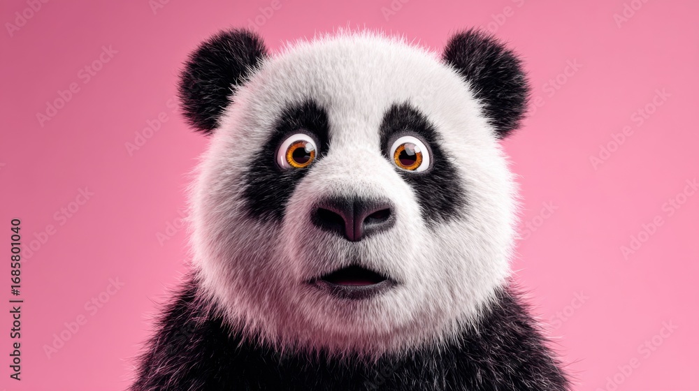 Obraz premium a panda bear with a pink background