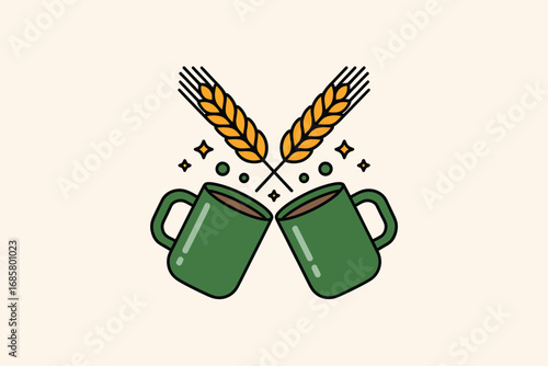 Mugs toast celebration drink coffee cheers friendship wheat grain harvest fall
