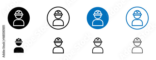 Labour icons set in black and blue colors on white background