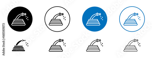 Hose icons set in black and blue colors on white background