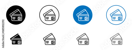 ATM card icons set in black and blue colors on white background