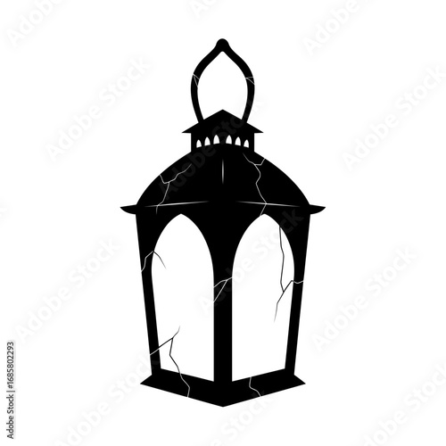 Vector art of old cracked lantern, evoking a sense of mystery and forgotten tales