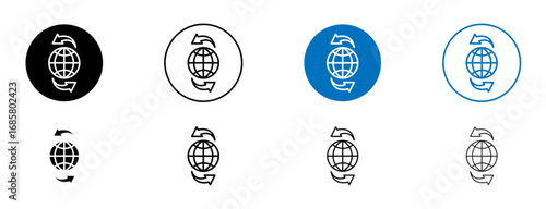 Import export icons set in black and blue colors on white background