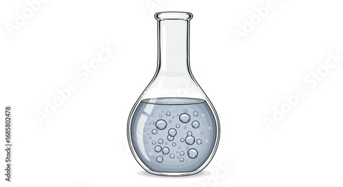 3d glass flask with bubbles: scientific laboratory equipment