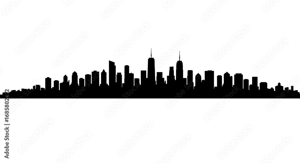 Naklejka premium Urban skyline silhouette of cityscape with skyscrapers and high-rise buildings