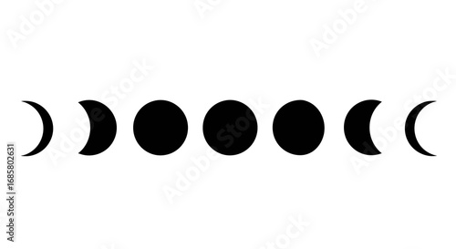 Lunar phases vector art in minimalist black and white design