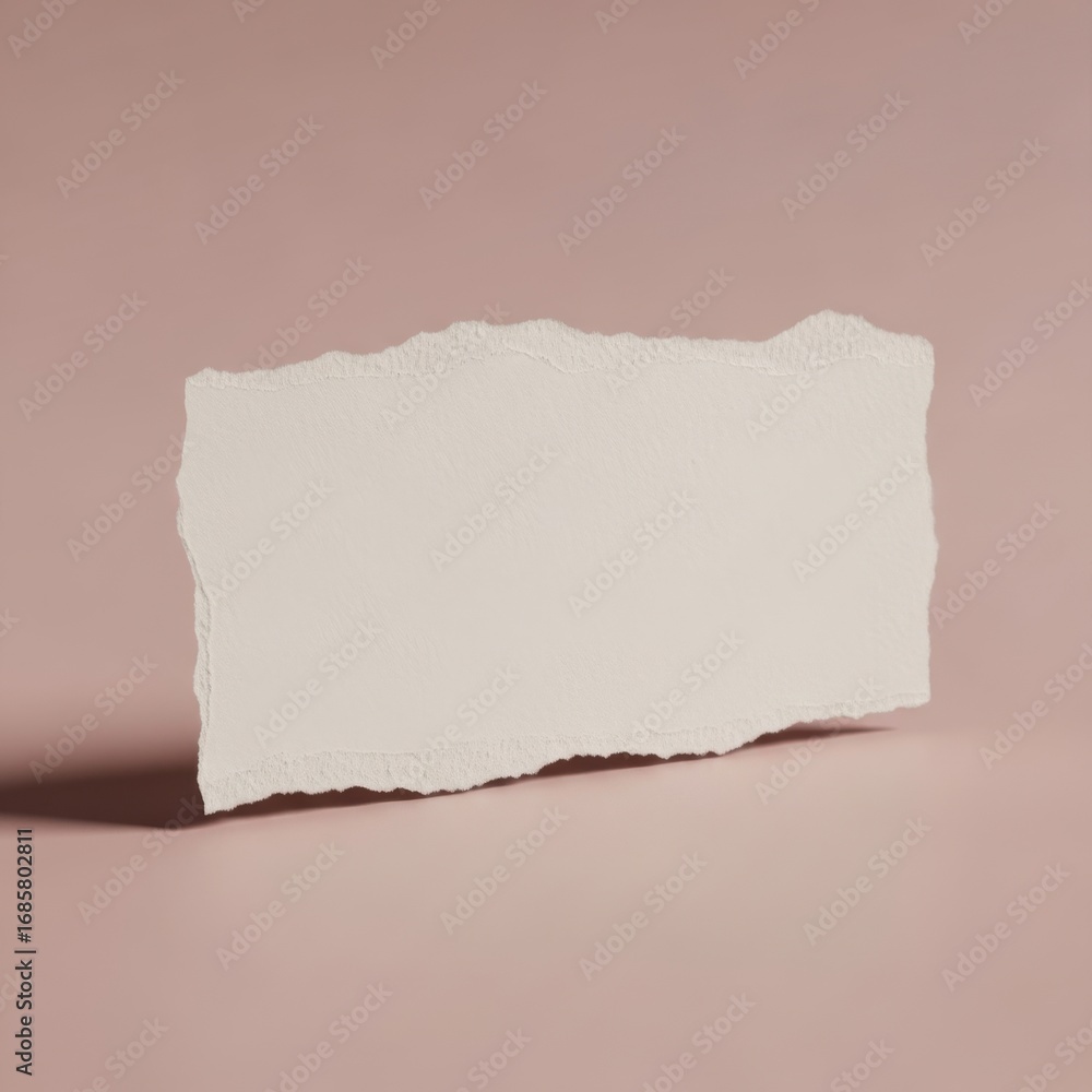 Obraz premium A single torn piece of textured paper with rough edges presented isolated on white background