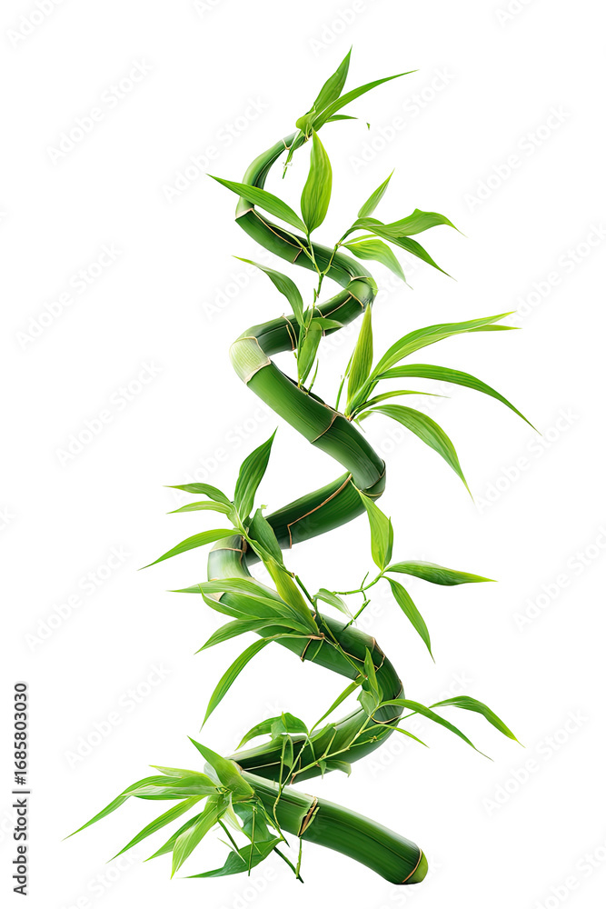 Obraz premium Intricate, spiraling bamboo plant, vibrant green