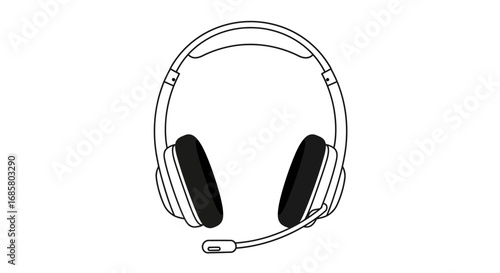 Minimalist headset with microphone outline design for audio and communication
