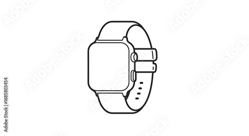 Minimalist line art design of modern smartwatch outline