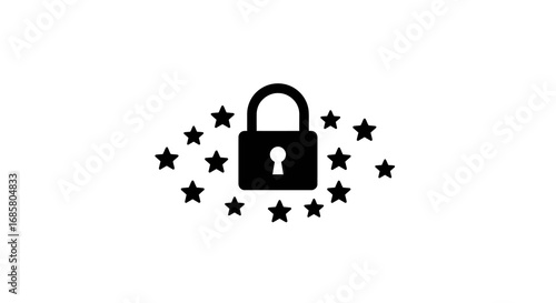 Privacy and security concept with padlock and stars icon