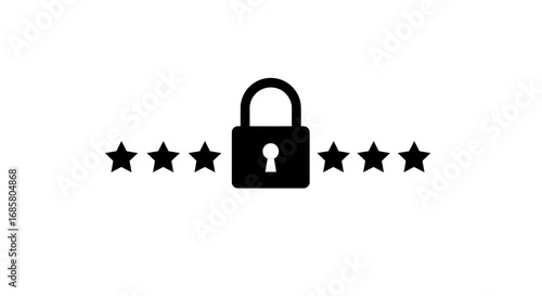 Minimalist lock icon with stars for security and privacy themes
