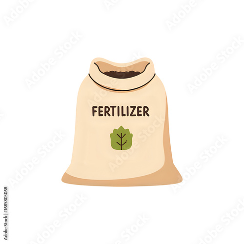 Gardening Essentials:  Illustrated Fertilizer Sack - Agriculture, Plant Nutrition, Soil Enrichment