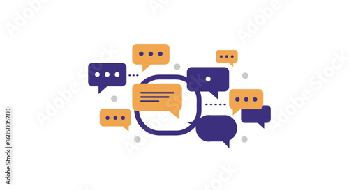 Colorful speech bubbles for online communication and networking