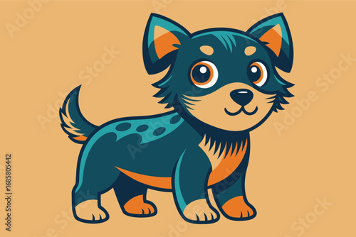 Colorful cartoon dog standing happily on a bright background with playful expression