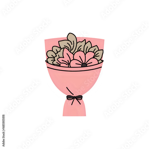Elegant Pink Flower Bouquet Illustration: Perfect for Cards & Designs