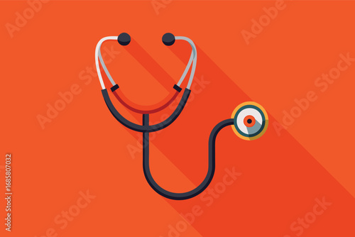 Stethoscope on a vibrant orange background representing healthcare and medical professions