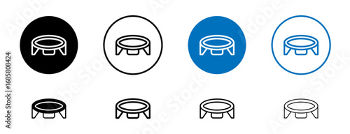 trampoline icons set in black and blue colors on white background