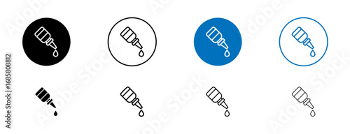 eye drop icons set in black and blue colors on white background