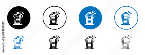 career Ladder icons set in black and blue colors on white background