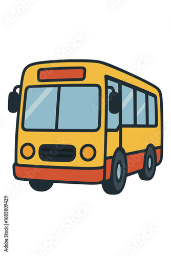 Bus Illustration – Colorful Yellow and Red Vehicle for Public Transport, School, and Travel