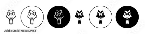 Thyroid gland icons set in black and blue colors on white background