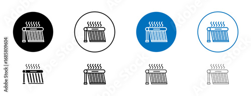 Solar Water Heater icons set in black and blue colors on white background