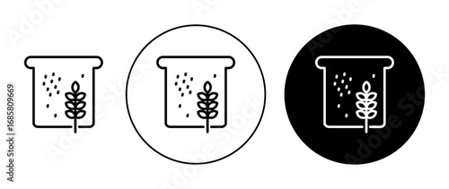 Slice of a wheat bread icons set in black and blue colors on white background