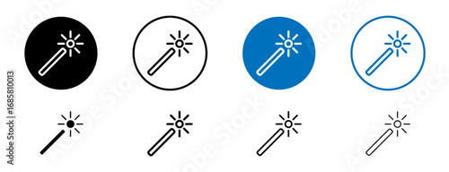 Retouch icons set in black and blue colors on white background