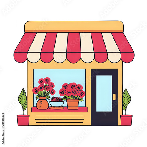 Vibrant Flower Shop Illustration: Perfect for Business Branding & Website Design
