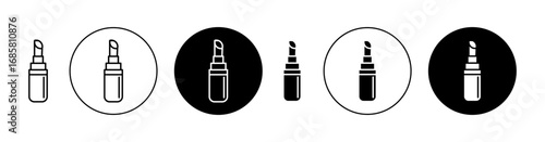 Lipstick Icons set in black and blue colors on white background
