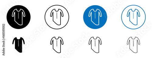 Kurta icons set in black and blue colors on white background