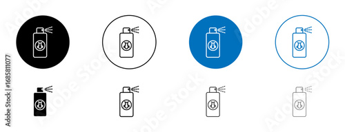 Insecticide icons set in black and blue colors on white background