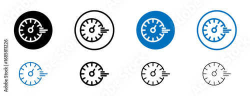 Hurry icons set in black and blue colors on white background