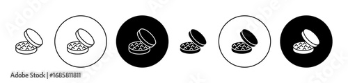 Drugs grinder icons set in black and blue colors on white background