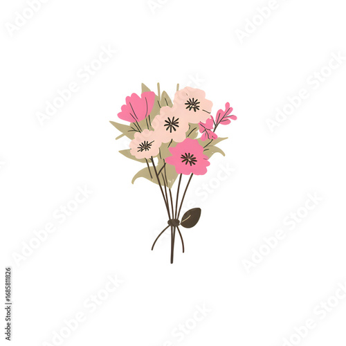Elegant Pink and Peach Flower Bouquet Illustration