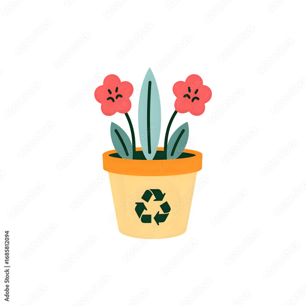 Obraz premium Eco-Friendly Plant in Recycled Pot: Sustainable Gardening Illustration