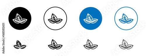 Basil icons set in black and blue colors on white background