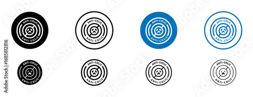 Anti colic baby cry icons set in black and blue colors on white background